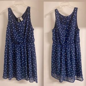 Navy and white polka dot dress